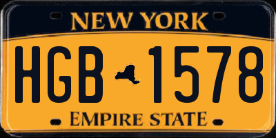 NY license plate HGB1578