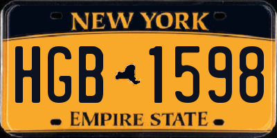NY license plate HGB1598