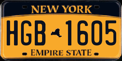 NY license plate HGB1605