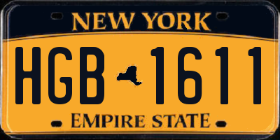 NY license plate HGB1611