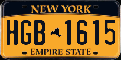 NY license plate HGB1615