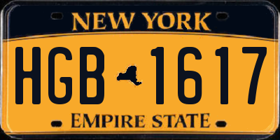 NY license plate HGB1617