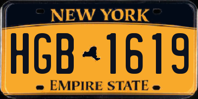 NY license plate HGB1619