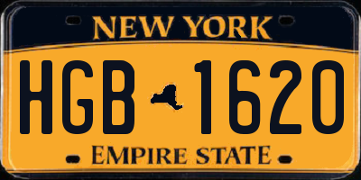 NY license plate HGB1620