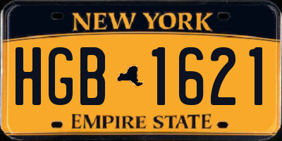 NY license plate HGB1621