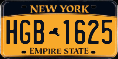 NY license plate HGB1625