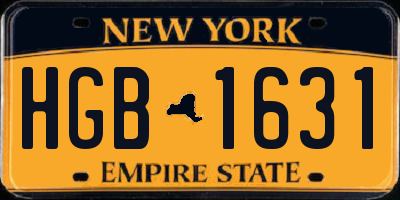 NY license plate HGB1631