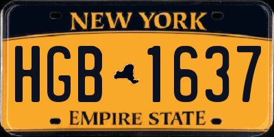 NY license plate HGB1637
