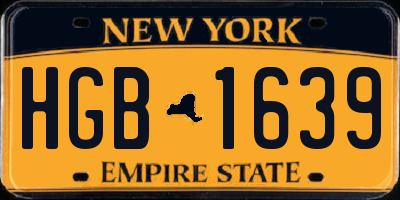 NY license plate HGB1639