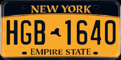 NY license plate HGB1640