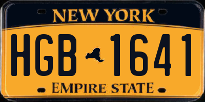 NY license plate HGB1641