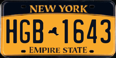 NY license plate HGB1643