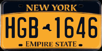 NY license plate HGB1646