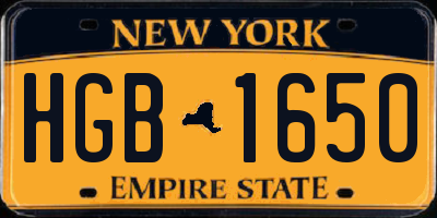 NY license plate HGB1650
