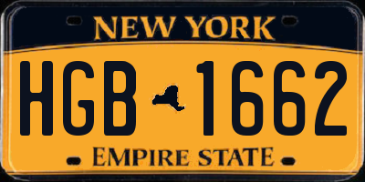 NY license plate HGB1662