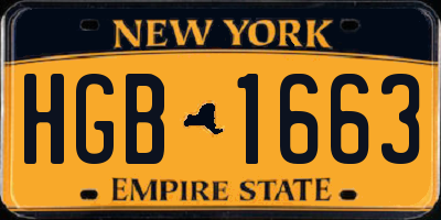 NY license plate HGB1663