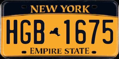 NY license plate HGB1675