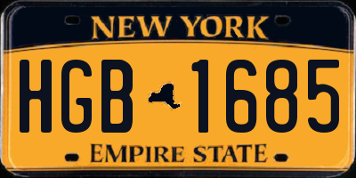 NY license plate HGB1685