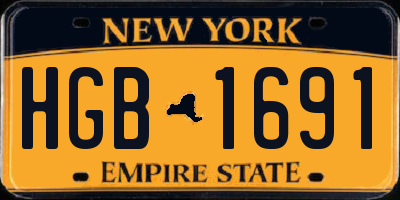NY license plate HGB1691