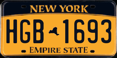 NY license plate HGB1693