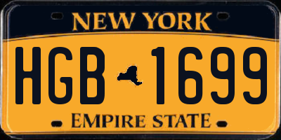 NY license plate HGB1699