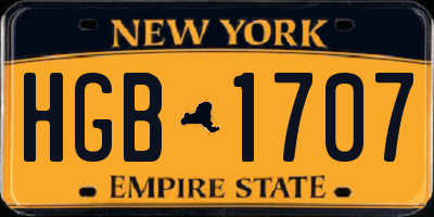 NY license plate HGB1707
