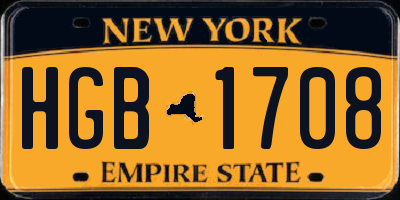 NY license plate HGB1708