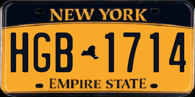NY license plate HGB1714