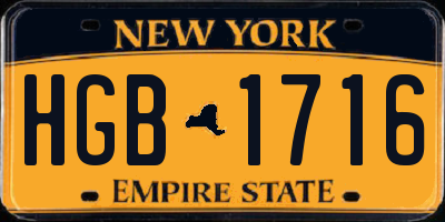 NY license plate HGB1716