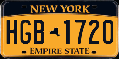 NY license plate HGB1720