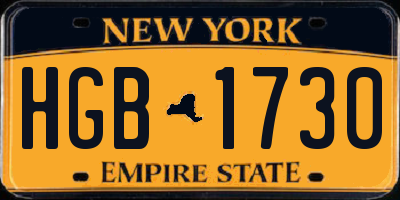 NY license plate HGB1730
