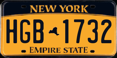 NY license plate HGB1732