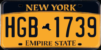 NY license plate HGB1739