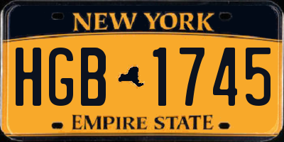 NY license plate HGB1745