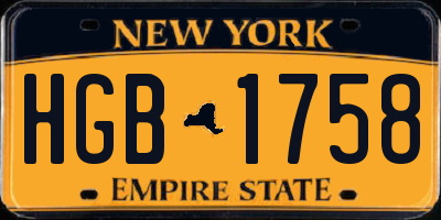 NY license plate HGB1758