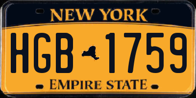 NY license plate HGB1759