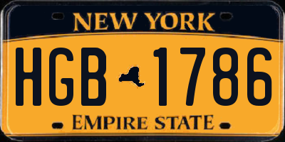 NY license plate HGB1786