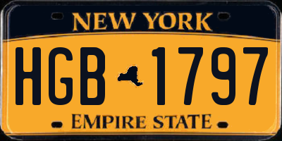NY license plate HGB1797