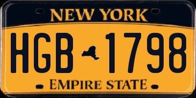 NY license plate HGB1798