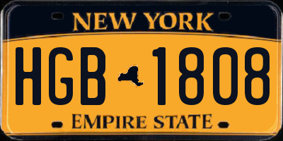 NY license plate HGB1808