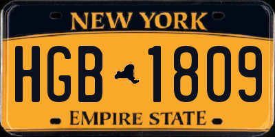 NY license plate HGB1809