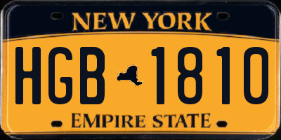 NY license plate HGB1810
