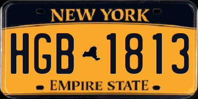 NY license plate HGB1813