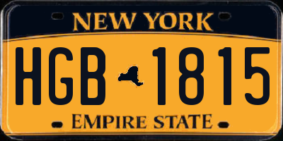 NY license plate HGB1815