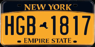 NY license plate HGB1817
