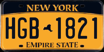 NY license plate HGB1821