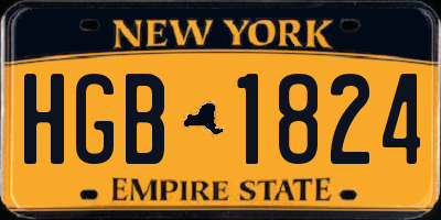 NY license plate HGB1824