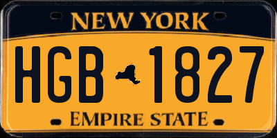 NY license plate HGB1827