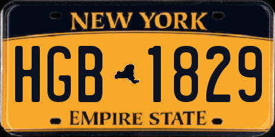 NY license plate HGB1829