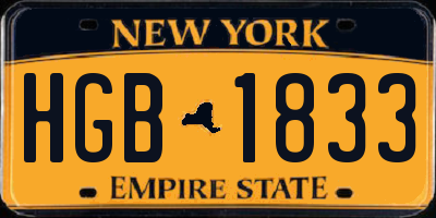 NY license plate HGB1833